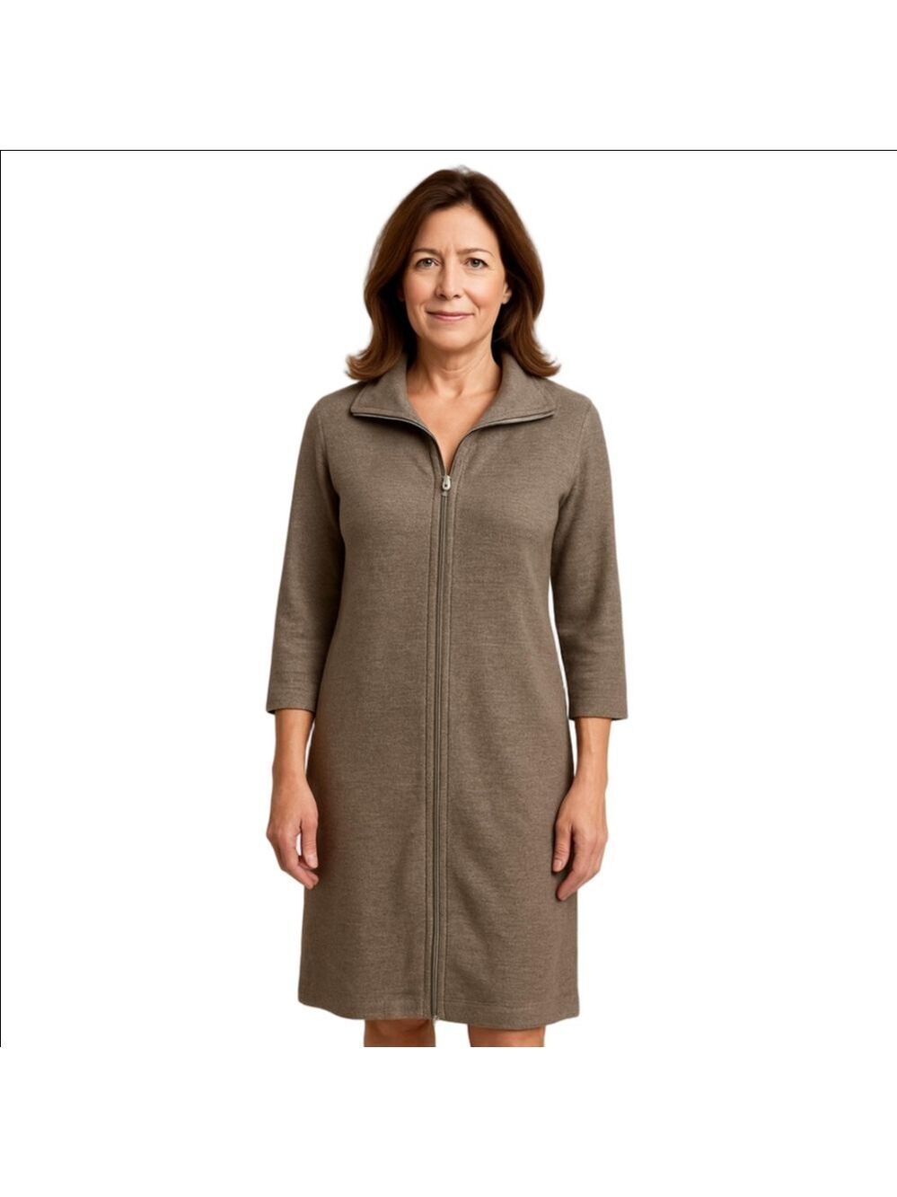 Calvin Klein Gold Metallic Zip Front Sweater Dress Small